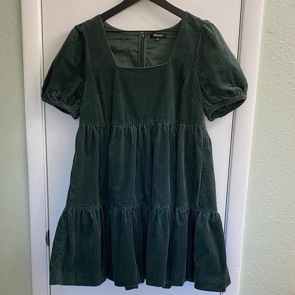 Madewell Forest Green Corduroy Mini Dress